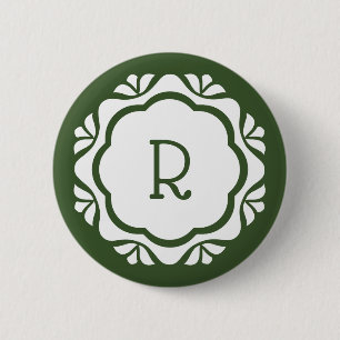 Personalised Scallop Snowflake Initial 6 Cm Round Badge