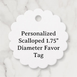 Personalised Scalloped 1.75" Diameter Favour Tag