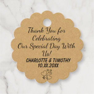 Personalised Scalloped Shape Wedding Guest Favour Tags