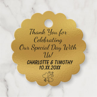 Personalised Scalloped Shape Wedding Guest Favour Tags