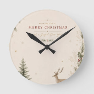 Personalised Scandinavian Christmas holiday Round Clock