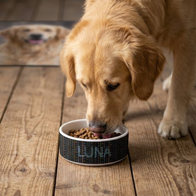 Personalised Scandinavian Folk Art Pet Bowl (Creator Uploaded)