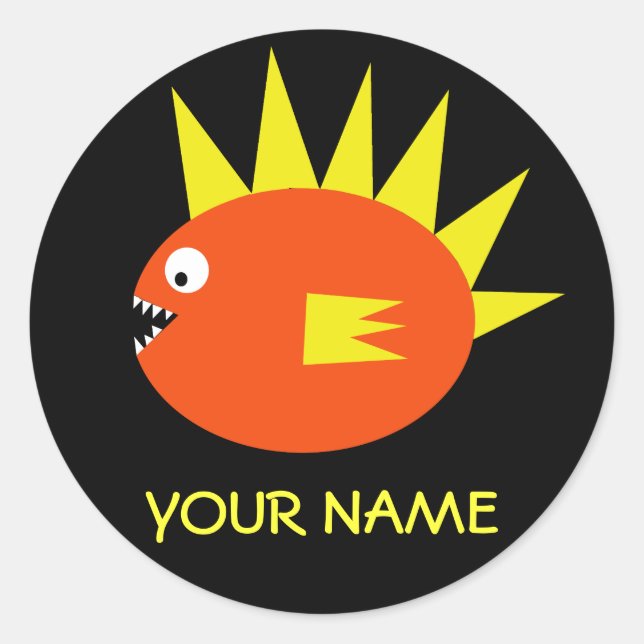 Personalised Scary Fish Sticker (Front)