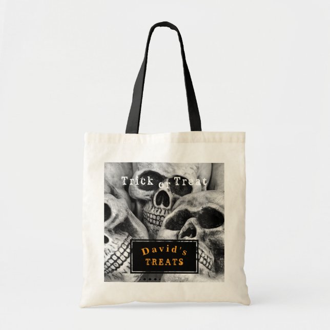 Personalised Scary Skull Heads Halloween Bag (Front)