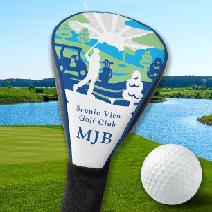 Personalised Scenic Course Retro Modern Golfer Golf Head Cover