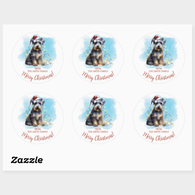Personalised Schnauzer Christmas Classic Round Sticker (Sheet)