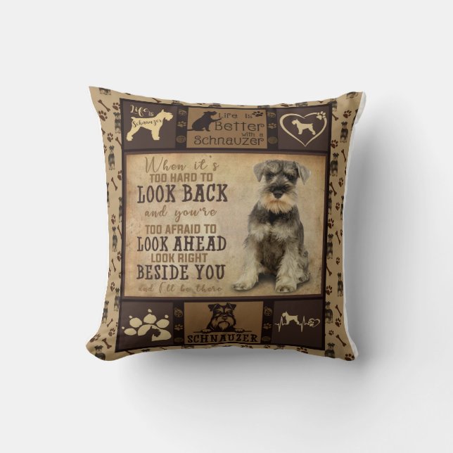 Personalised Schnauzer Dog Blanket Gift Cushion (Front)