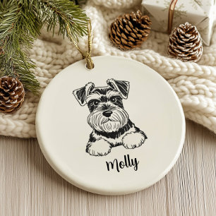 Personalised Schnauzer Dog Christmas Ceramic Tree Decoration