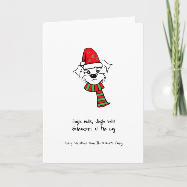 Personalised Schnauzer Dog Christmas Greeting Card (Front)