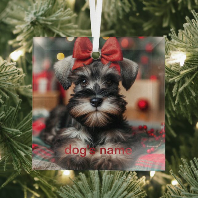 Personalised schnauzer glass tree decoration (Insitu)