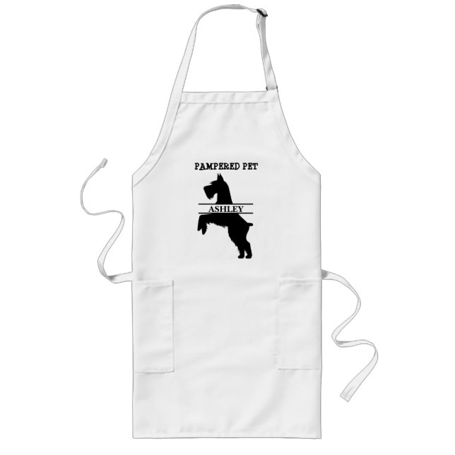 Personalised Schnauzer Pet Groomer Long Apron (Front)
