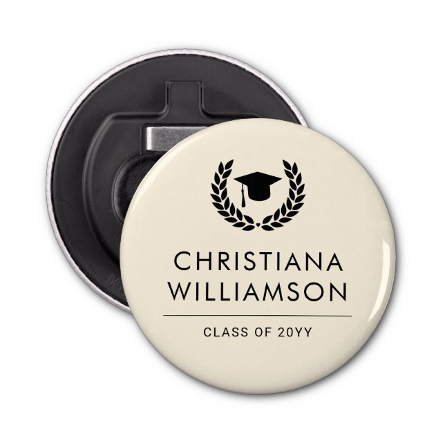 Personalised School and College Graduation Elegant Bottle Opener (Front)
