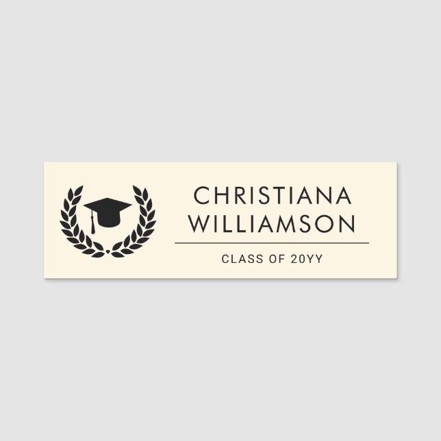 Personalised School and College Graduation Elegant Name Tag (Front)