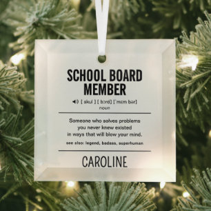 Personalised School Board Member Funny Glass Tree Decoration