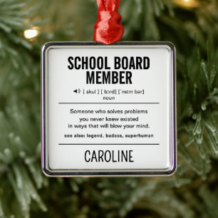 Personalised School Board Member Funny Metal Tree Decoration