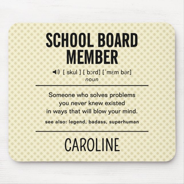 Personalised School Board Member Funny Mouse Mat (Front)