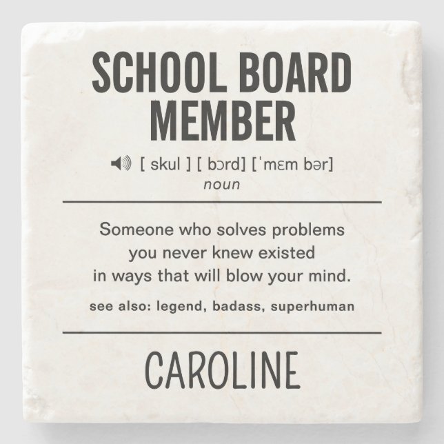 Personalised School Board Member Funny Stone Coaster (Front)