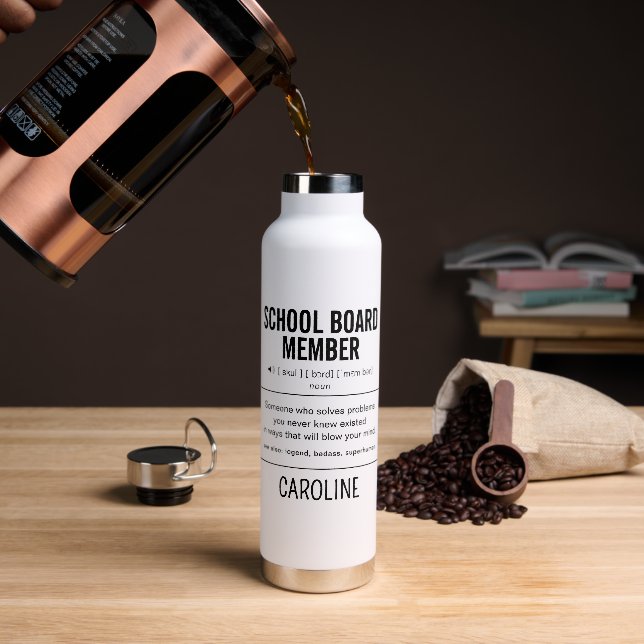 Personalised School Board Member Funny Water Bottle (Coffee)