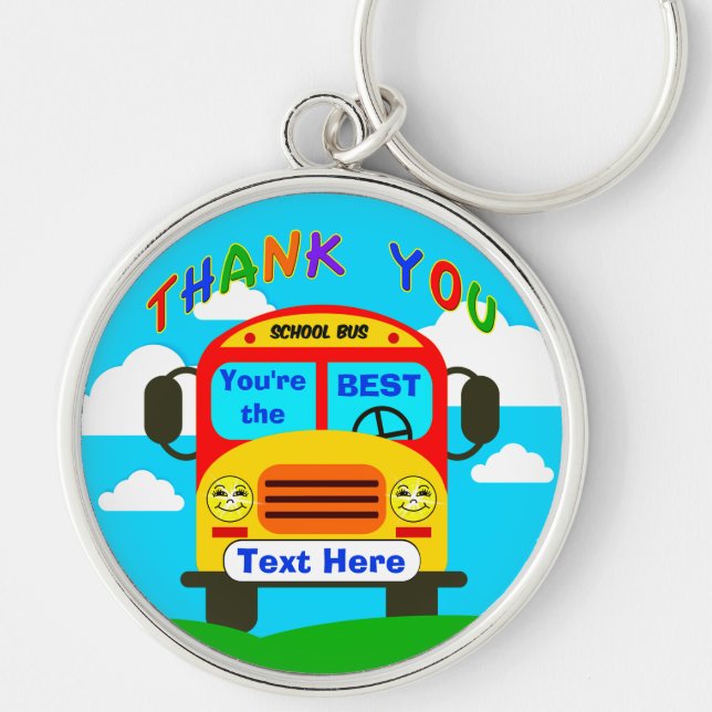 Personalised School Bus Driver Gifts Cheerful Keyc Key Ring (Front)
