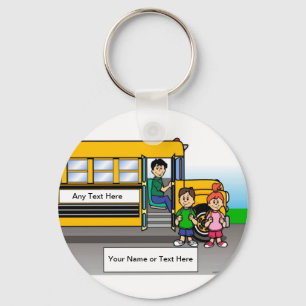Personalised School Bus Driver - Male Cartoon  Key Ring