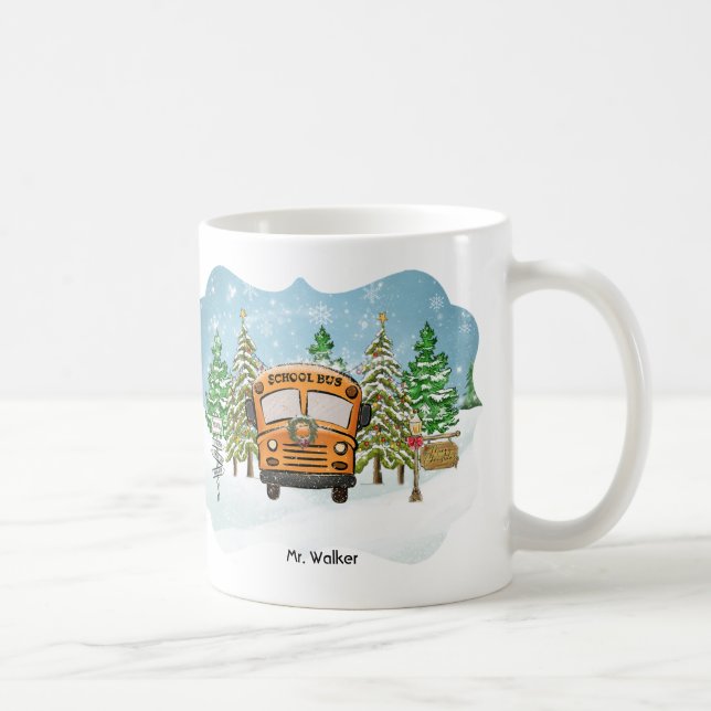 Personalised School Bus Driver's Prayer Christmas  Coffee Mug (Right)