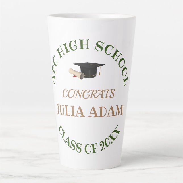 Personalised School College Graduation Celebration Latte Mug (Front)