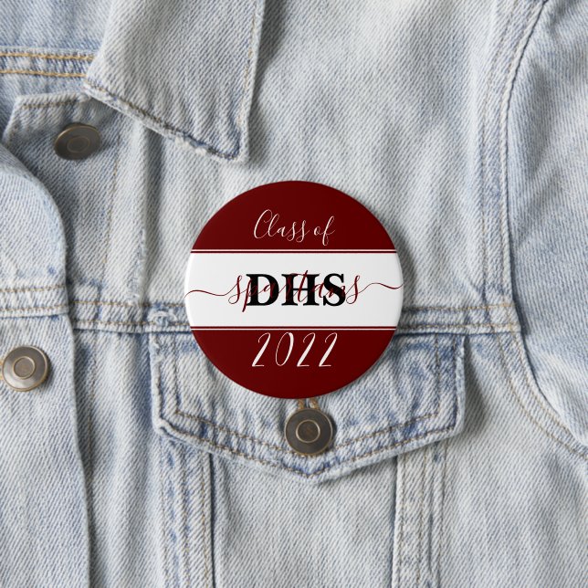 Personalised school colorblock Graduation Button (In Situ)