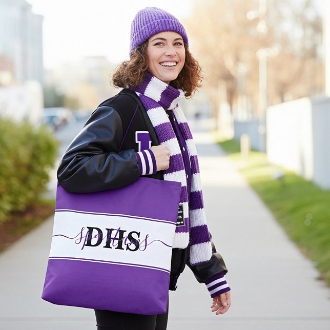 Personalised school colorblock  tote bag (Creator Uploaded)