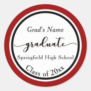 Personalised School Colour Graduation Celebration Classic Round Sticker
