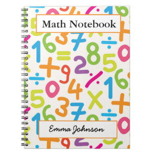 Personalised School Colourful Numbers Math Notebook