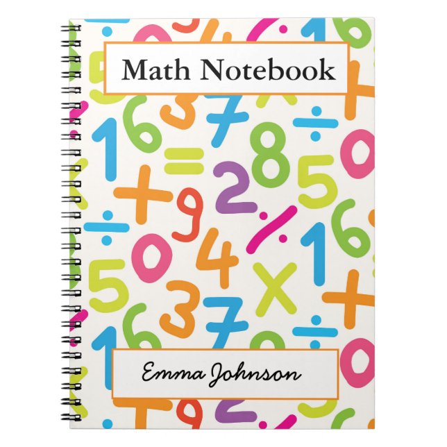 Personalised School Colourful Numbers Math  Notebook (Front)