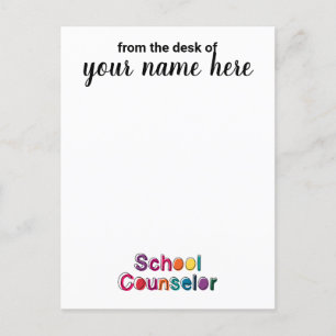Personalised School Counsellor Notecards Postcard