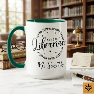 Personalised School Librarian Day   Custom Name  Mug