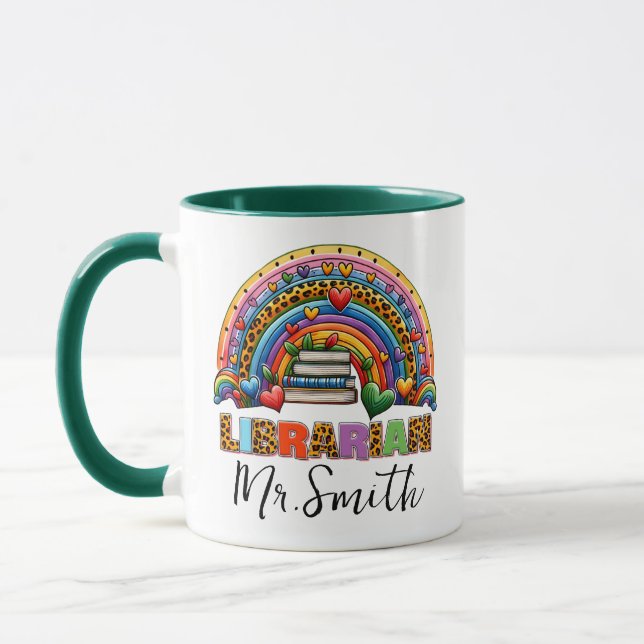 Personalised School Librarian Day | Custom Name  Mug (Left)