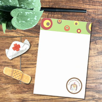 Personalised school nurse cartoon hedgehog notes