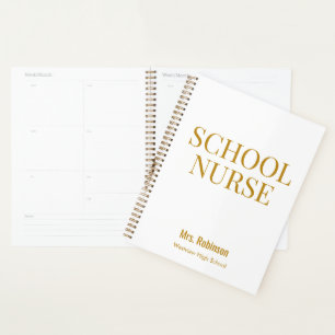 Personalised School Nurse Gold Script Planner