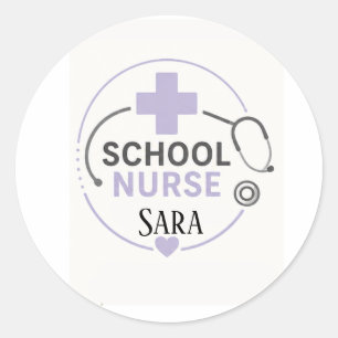 Personalised School Nurse Office Sign Lavender Ste Classic Round Sticker