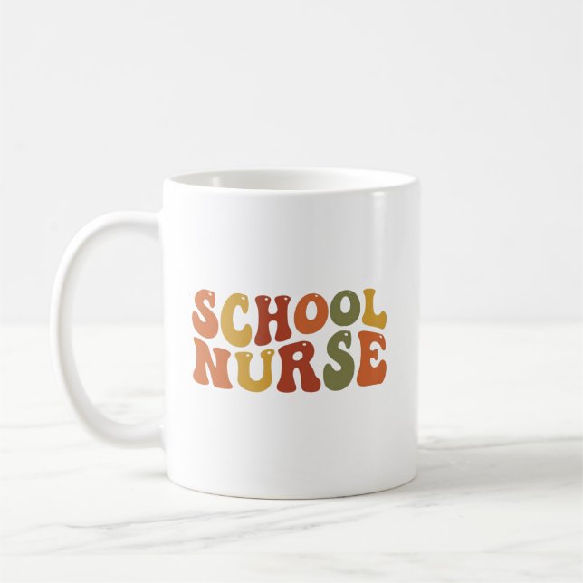 Personalised School Nurse Retro Typography Coffee Mug (Left)