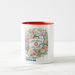 Personalised School Nurse Sign, Floral Two-Tone Coffee Mug