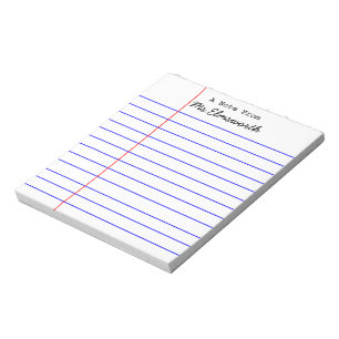 Personalised School Paper Design - Teacher Gift Notepad