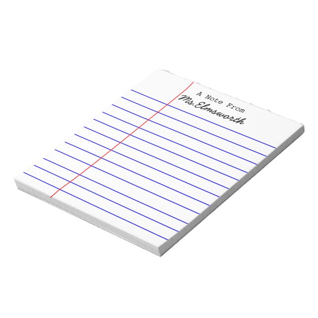 Personalised School Paper Design - Teacher Gift Notepad (Rotated)