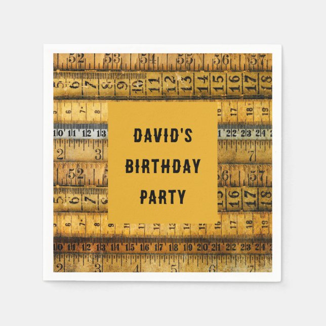 Personalised School Ruler Birthday Party Napkin (Front)