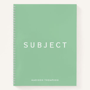  Personalised School Subject Boho Mint Green Notebook