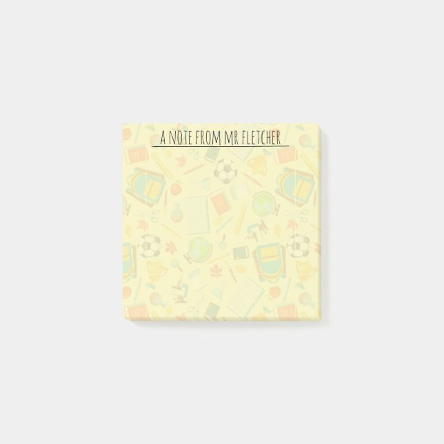 Personalised School Supply Pattern Post-it Notes (Front)
