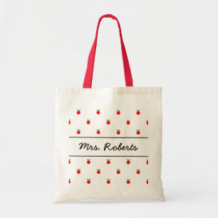 Personalised school teacher tote bag   red apples