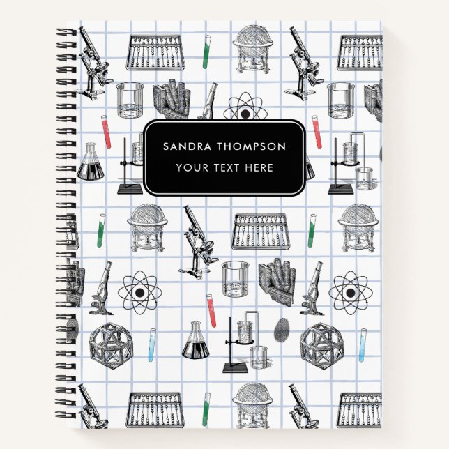 Personalised Science Chemistry Scientist Pattern Notebook (Front)