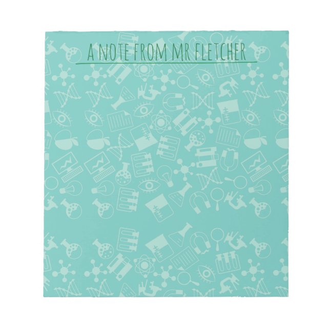 Personalised Science Icons Pattern Notepad (Front)