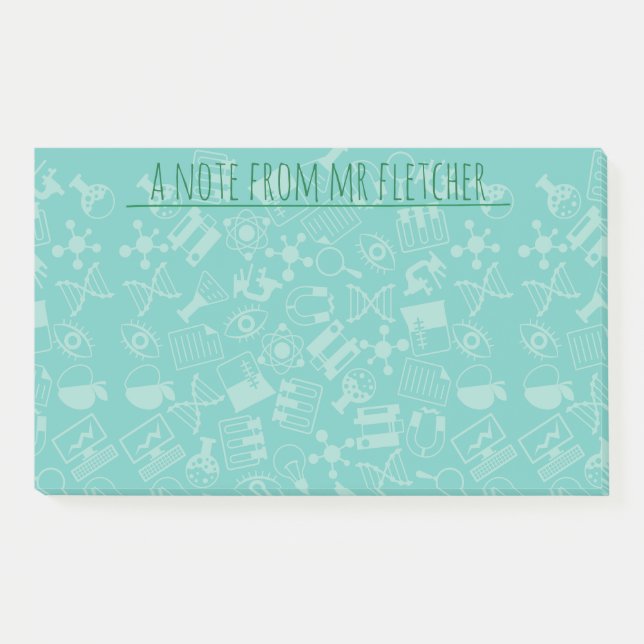 Personalised Science Icons Pattern Post-it Notes (Front)