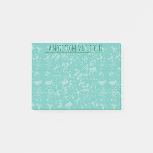 Personalised Science Icons Pattern Post-it Notes (Front)