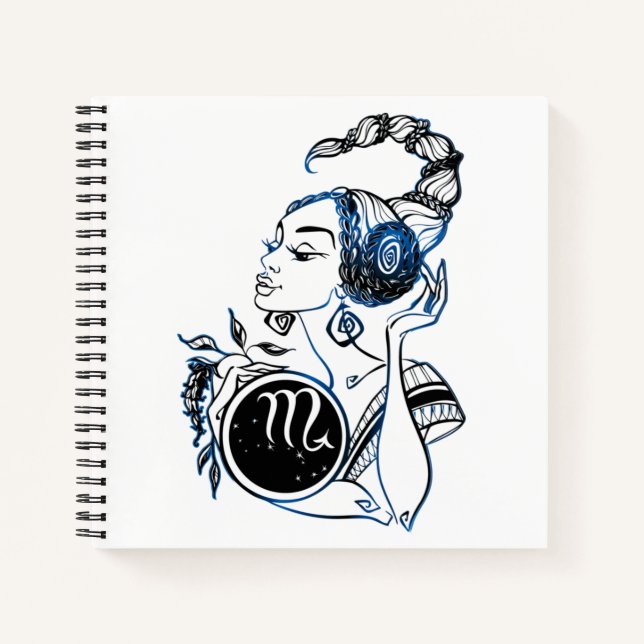 Personalised Scorpio Art Deco Lady Notebook (Front)